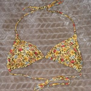 O'Neill Yellow Floral Triangle Bikini Top